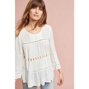 Maeve Laban Lace-Trim Swing Top / sz S